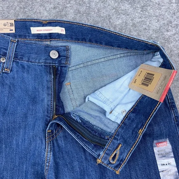Levi's Jeans Womens 29x30 Blue Middy Straight Leg Cotton Casual Denim Pants‎ NEW - Picture 4 of 16
